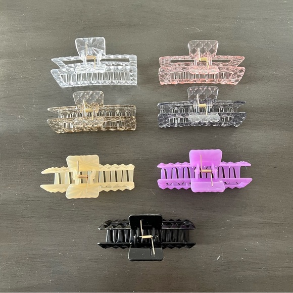 Light Gray Taupe Diamond Pyramid Large Transparent 5" Lobster Claw Hair Clip - Picture 3 of 4